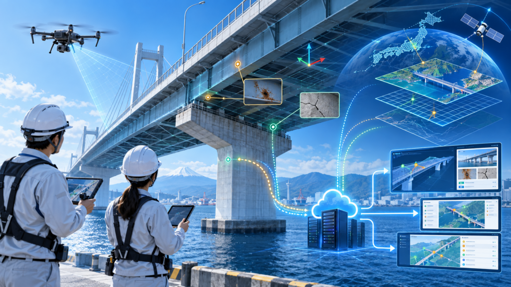 橋梁点検データの座標変換・共有機能開発｜既存システムとの連携精度を高めた導入事例