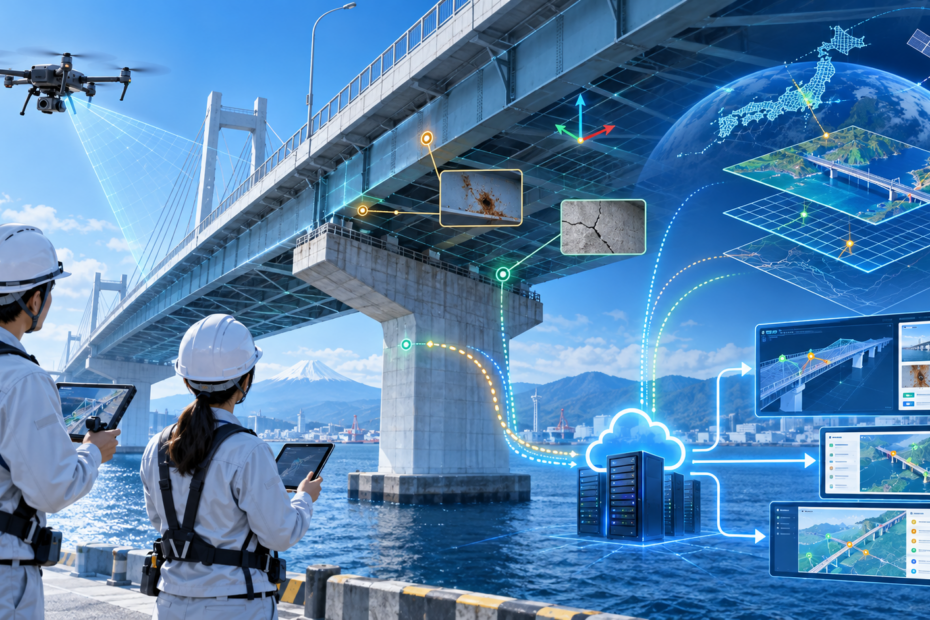 橋梁点検データの座標変換・共有機能開発|既存システムとの連携精度を高めた導入事例